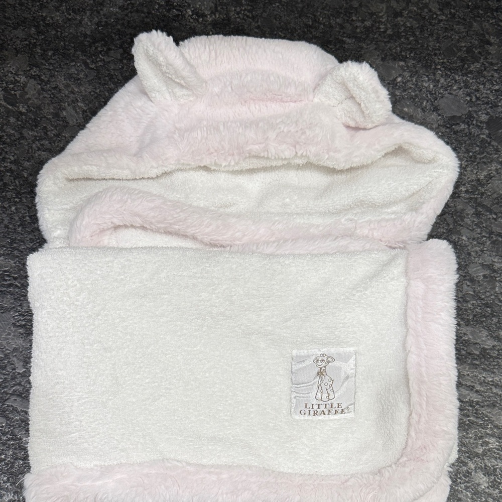 Little Giraffe Blush and Ivory Hooded Towel